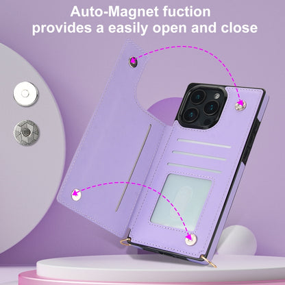 For iPhone 16 Pro Max Cross-body Zipper Square Phone Case(Purple) - iPhone 16 Pro Max Cases by PMC Jewellery | Online Shopping South Africa | PMC Jewellery | Buy Now Pay Later Mobicred