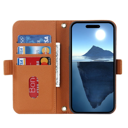 For iPhone 16 Pro Max Cross Texture Crossbody Lanyard Leather Phone Case(Brown) - iPhone 16 Pro Max Cases by PMC Jewellery | Online Shopping South Africa | PMC Jewellery | Buy Now Pay Later Mobicred