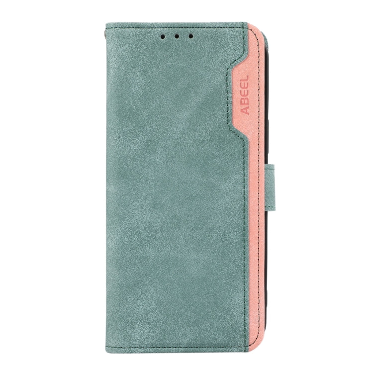 For Samsung Galaxy S25 Ultra 5G ABEEL Color Block Magnetic RFID Leather Phone Case(Cyan-Pink) - Galaxy S25 Ultra 5G Cases by PMC Jewellery | Online Shopping South Africa | PMC Jewellery | Buy Now Pay Later Mobicred