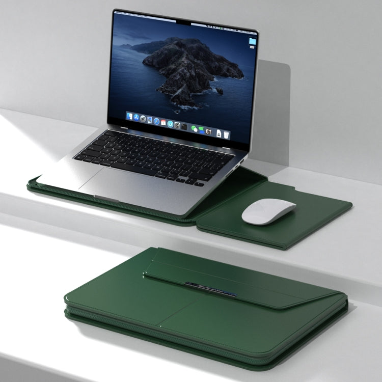 Multifunctional Laptop PU Magnetic Stand Split Liner Bag with Mouse Pad Function, Size:15 inch(Dark Green) - 15 inch by PMC Jewellery | Online Shopping South Africa | PMC Jewellery | Buy Now Pay Later Mobicred