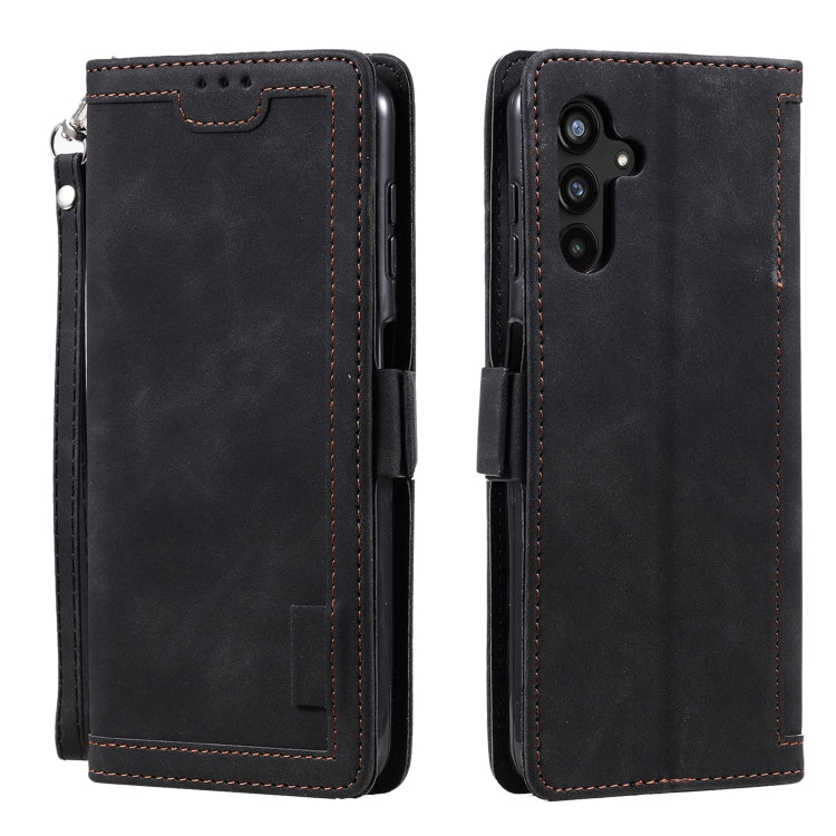For Samsung Galaxy S25+ 5G Retro Splicing Horizontal Flip Leather Phone Case(Black) - Galaxy S25+ 5G Cases by PMC TechLife | Online Shopping South Africa | PMC TechLife | Buy Now Pay Later Mobicred