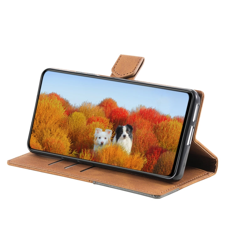 For Samsung Galaxy S25+ 5G TTUDRCH Embossed Line Splicing Leather Phone Case(Brown) - Galaxy S25+ 5G Cases by PMC Jewellery | Online Shopping South Africa | PMC Jewellery | Buy Now Pay Later Mobicred