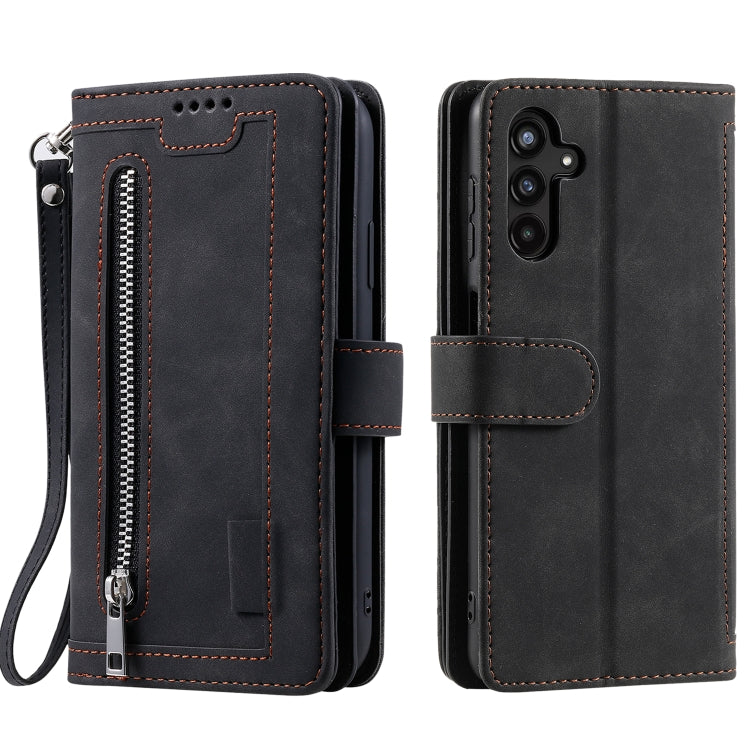 For Samsung Galaxy S25+ 5G Nine Card Zipper Bag Leather Phone Case with Lanyard(Black) - Galaxy S25+ 5G Cases by PMC Jewellery | Online Shopping South Africa | PMC Jewellery | Buy Now Pay Later Mobicred