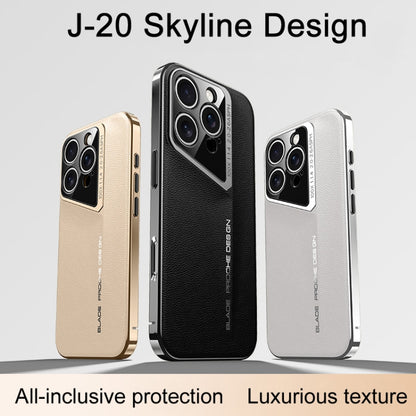 For iPhone 16 Pro J-20 Leather Skyline Design Full Coverage Phone Case(Black) - iPhone 16 Pro Cases by PMC Jewellery | Online Shopping South Africa | PMC Jewellery | Buy Now Pay Later Mobicred