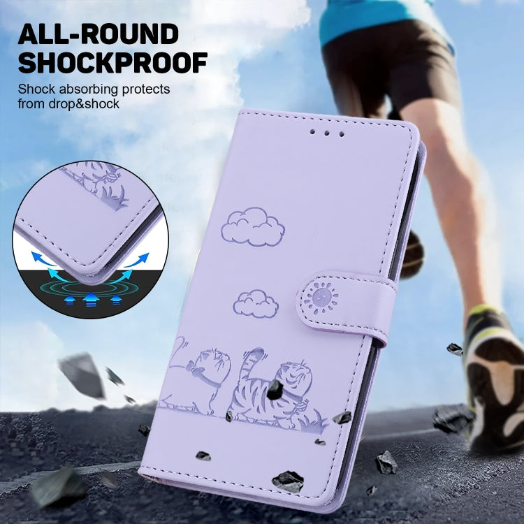 For Redmi K70 / K70 Pro Cute Cats RFID Leather Phone Case(Purple) - K70 Cases by PMC Jewellery | Online Shopping South Africa | PMC Jewellery | Buy Now Pay Later Mobicred