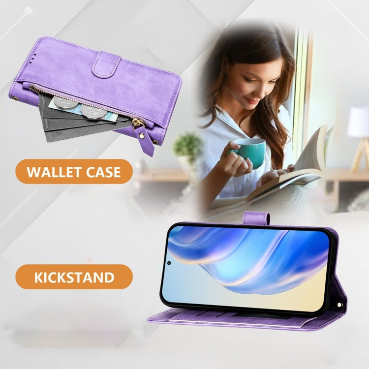 For Samsung Galaxy S25+ 5G Multi-Card Slots Zipper Wallet Leather Phone Case(Purple) - Galaxy S25+ 5G Cases by PMC Jewellery | Online Shopping South Africa | PMC Jewellery | Buy Now Pay Later Mobicred