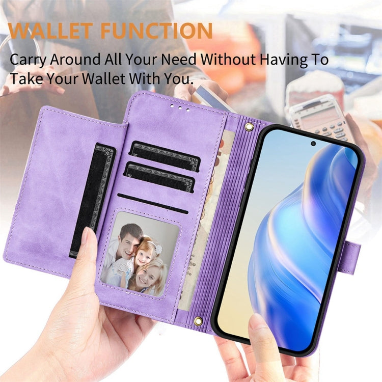 For Samsung Galaxy S25+ 5G Multi-Card Slots Zipper Wallet Leather Phone Case(Purple) - Galaxy S25+ 5G Cases by PMC Jewellery | Online Shopping South Africa | PMC Jewellery | Buy Now Pay Later Mobicred