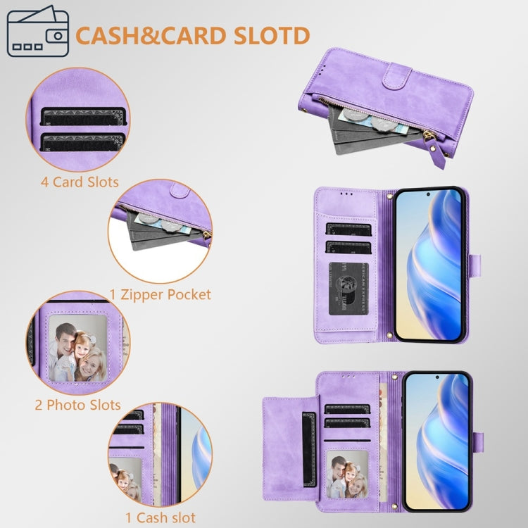 For Samsung Galaxy S25+ 5G Multi-Card Slots Zipper Wallet Leather Phone Case(Purple) - Galaxy S25+ 5G Cases by PMC Jewellery | Online Shopping South Africa | PMC Jewellery | Buy Now Pay Later Mobicred