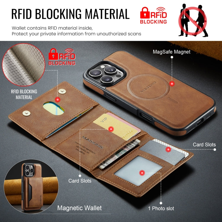 For iPhone 16 Pro Max DG.MING MAGKING-K2 Series MagSafe RFID Card Bag Detachable Phone Case(Brown) - iPhone 16 Pro Max Cases by DG.MING | Online Shopping South Africa | PMC Jewellery | Buy Now Pay Later Mobicred