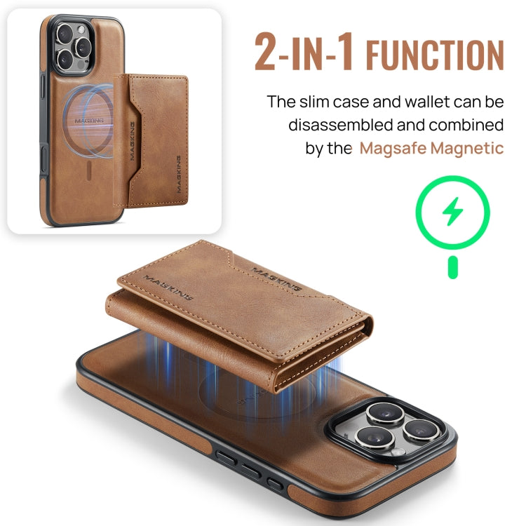 For iPhone 16 Pro Max DG.MING MAGKING-K2 Series MagSafe RFID Card Bag Detachable Phone Case(Brown) - iPhone 16 Pro Max Cases by DG.MING | Online Shopping South Africa | PMC Jewellery | Buy Now Pay Later Mobicred