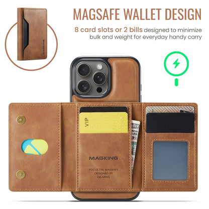 For iPhone 16 Pro Max DG.MING MAGKING-K2 Series MagSafe RFID Card Bag Detachable Phone Case(Brown) - iPhone 16 Pro Max Cases by DG.MING | Online Shopping South Africa | PMC Jewellery | Buy Now Pay Later Mobicred