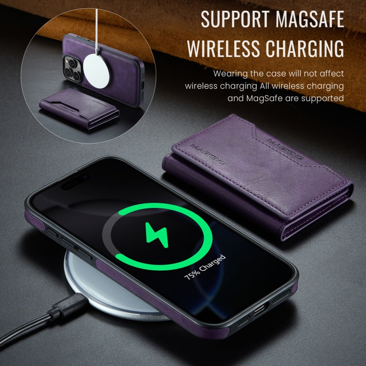 For iPhone 16 Pro Max DG.MING MAGKING-K2 Series MagSafe RFID Card Bag Detachable Phone Case(Purple) - iPhone 16 Pro Max Cases by DG.MING | Online Shopping South Africa | PMC Jewellery | Buy Now Pay Later Mobicred