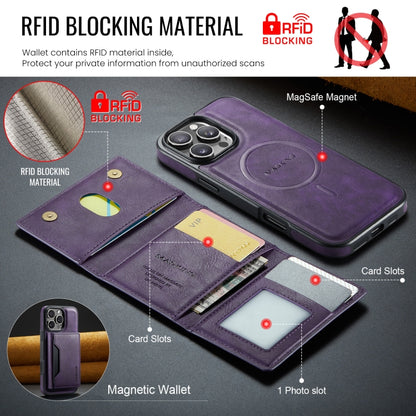 For iPhone 16 Pro Max DG.MING MAGKING-K2 Series MagSafe RFID Card Bag Detachable Phone Case(Purple) - iPhone 16 Pro Max Cases by DG.MING | Online Shopping South Africa | PMC Jewellery | Buy Now Pay Later Mobicred