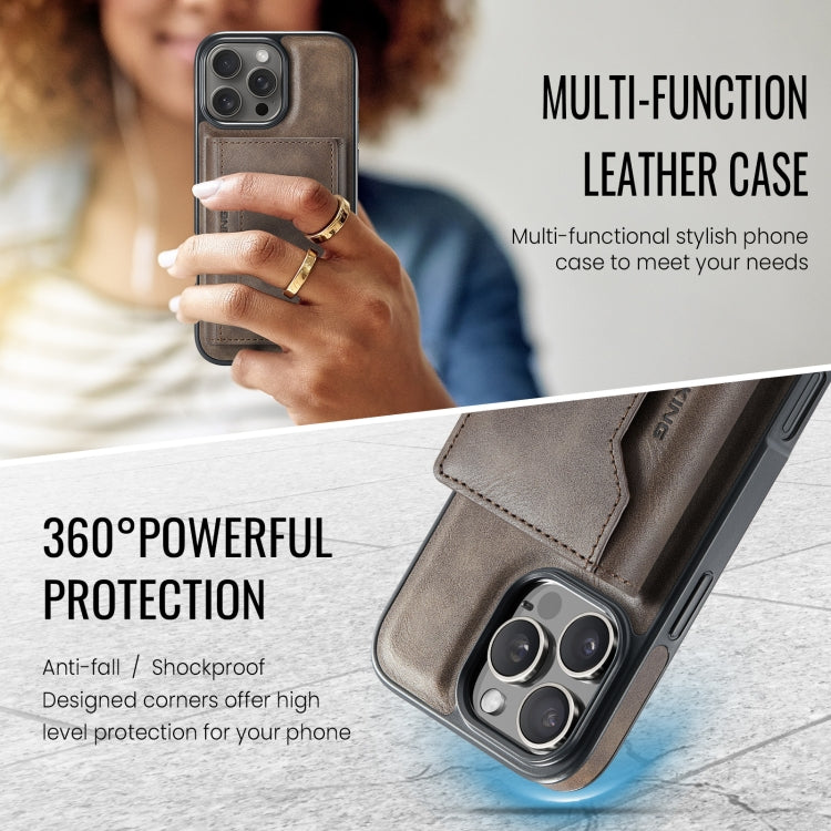 For iPhone 16 Pro DG.MING MAGKING-K2 Series MagSafe RFID Card Bag Detachable Phone Case(Coffee) - iPhone 16 Pro Cases by DG.MING | Online Shopping South Africa | PMC Jewellery | Buy Now Pay Later Mobicred