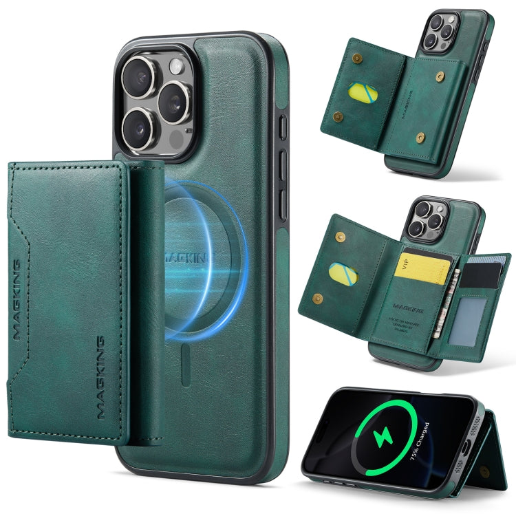 For iPhone 16 Pro DG.MING MAGKING-K2 Series MagSafe RFID Card Bag Detachable Phone Case(Green) - iPhone 16 Pro Cases by DG.MING | Online Shopping South Africa | PMC Jewellery | Buy Now Pay Later Mobicred