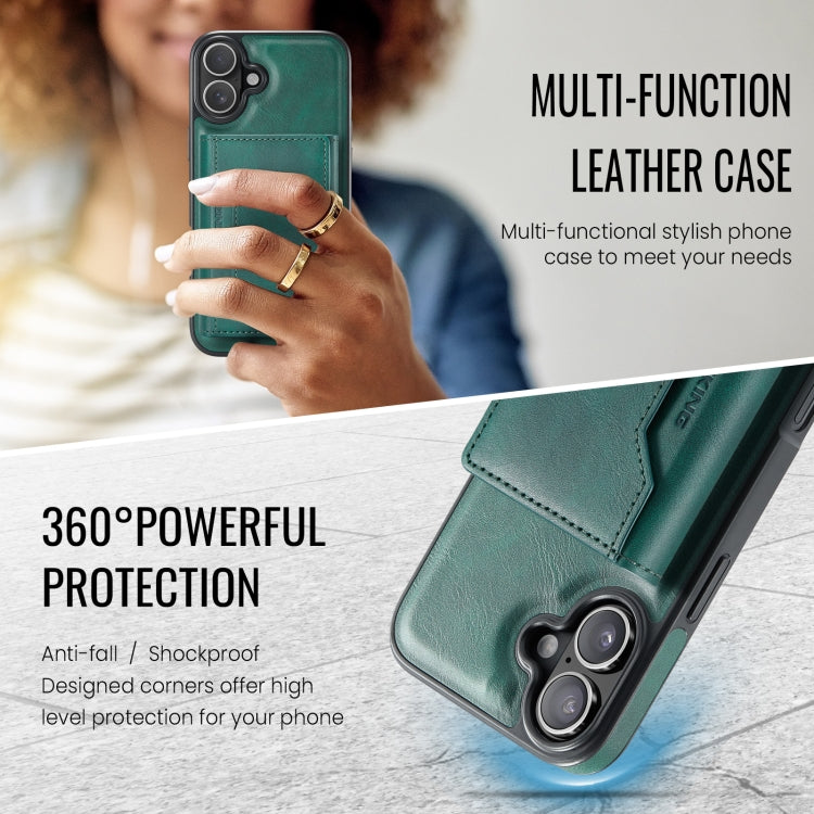 For iPhone 16 DG.MING MAGKING-K2 Series MagSafe RFID Card Bag Detachable Phone Case(Green) - iPhone 16 Cases by DG.MING | Online Shopping South Africa | PMC Jewellery | Buy Now Pay Later Mobicred