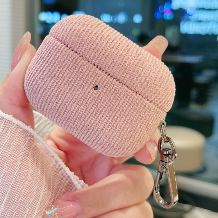 For AirPods Pro 2 Corduroy Cloth Pattern Earphone Protective Case(Pink) - For AirPods Pro 2 by PMC Jewellery | Online Shopping South Africa | PMC Jewellery | Buy Now Pay Later Mobicred