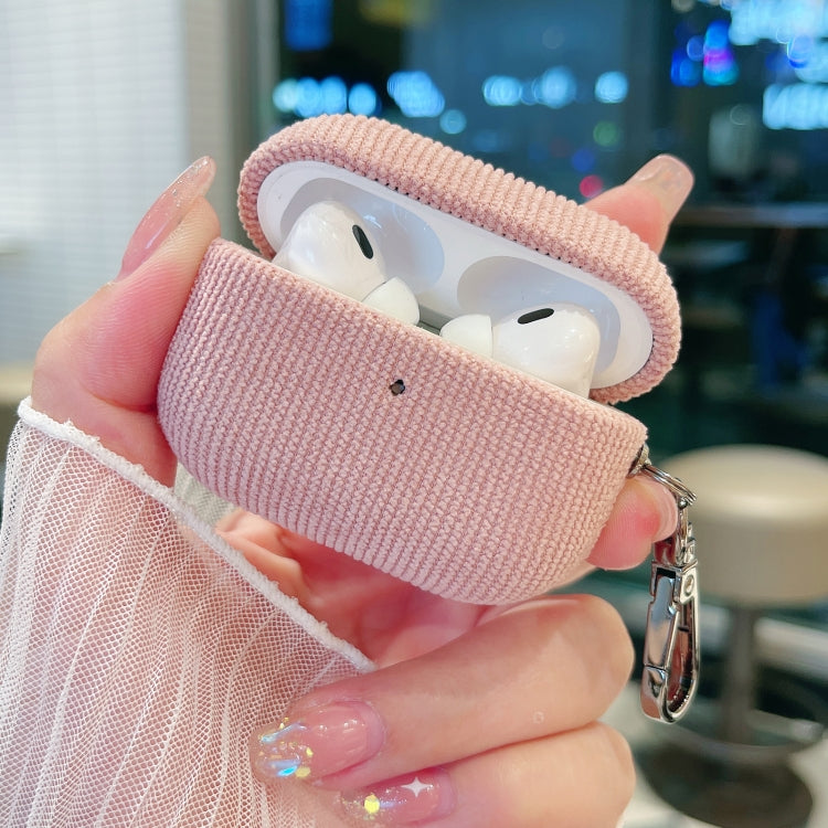 For AirPods Pro 2 Corduroy Cloth Pattern Earphone Protective Case(Pink) - For AirPods Pro 2 by PMC Jewellery | Online Shopping South Africa | PMC Jewellery | Buy Now Pay Later Mobicred