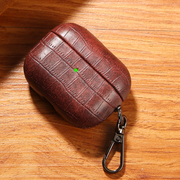 For AirPods 4 Crocodile Texture Earphone Protective Case(Dark Brown) - For AirPods 4 by PMC Jewellery | Online Shopping South Africa | PMC Jewellery | Buy Now Pay Later Mobicred