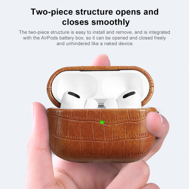 For AirPods 4 Crocodile Texture Earphone Protective Case(Light Brown) - For AirPods 4 by PMC Jewellery | Online Shopping South Africa | PMC Jewellery | Buy Now Pay Later Mobicred