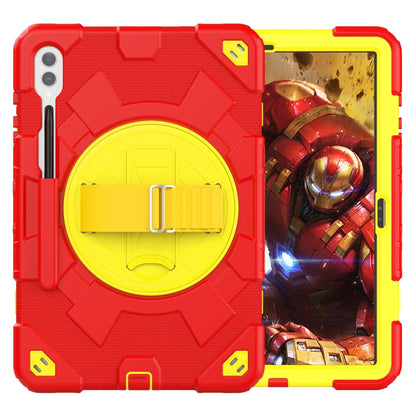 For Samsung Galaxy Tab S10+ / S9+ / S9 FE+ Spider Hand Grip Turntable Stand Tablet Case(Yellow Red) - Galaxy Tab S9+ Cases by PMC Jewellery | Online Shopping South Africa | PMC Jewellery | Buy Now Pay Later Mobicred