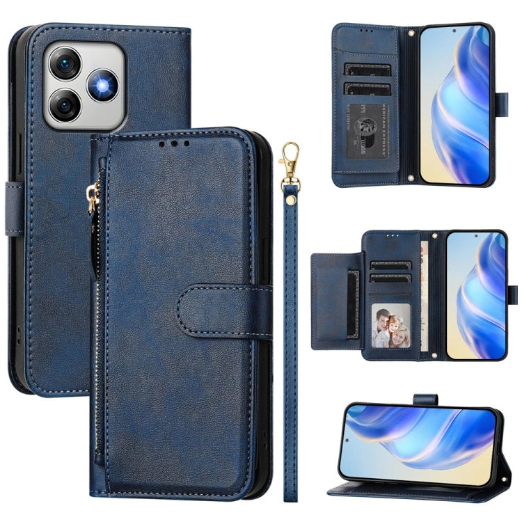 For Ulefone Note 18 Ultra Multi-Card Slots Zipper Wallet Leather Phone Case(Blue) - Ulefone Cases by PMC Jewellery | Online Shopping South Africa | PMC Jewellery | Buy Now Pay Later Mobicred