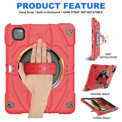 For iPad Pro 11 2022 / Air 10.9 2022 Bat Hand Grip Turntable Stand Tablet Case(Red Black) - iPad Pro 11 (2022/2021) Cases by PMC Jewellery | Online Shopping South Africa | PMC Jewellery | Buy Now Pay Later Mobicred