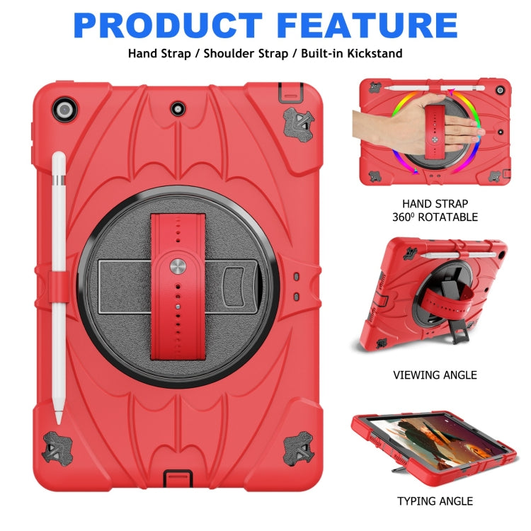 For iPad 10.2 2021 / 2020 / 2019 Bat Hand Grip Turntable Stand Tablet Case(Red Black) - iPad 10.2 Cases by PMC Jewellery | Online Shopping South Africa | PMC Jewellery | Buy Now Pay Later Mobicred