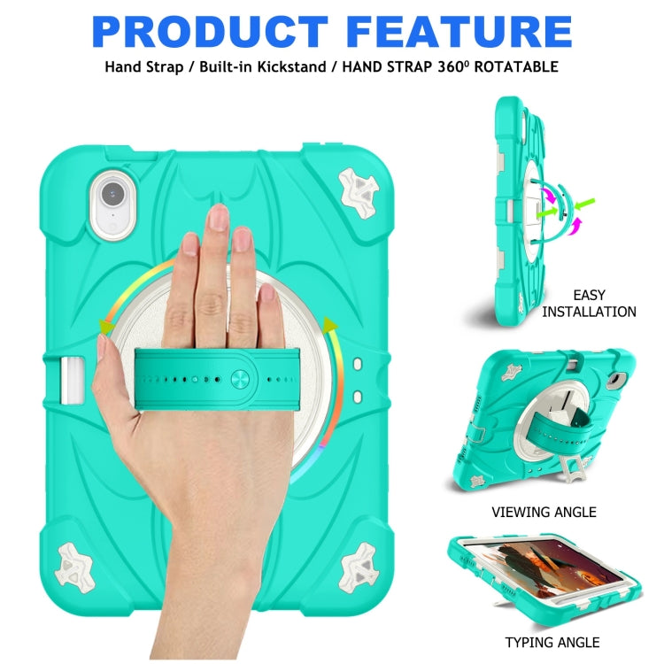 For iPad mini 6 Bat Hand Grip Turntable Stand Tablet Case(Mint Green White) - iPad mini 6 Cases by PMC Jewellery | Online Shopping South Africa | PMC Jewellery | Buy Now Pay Later Mobicred