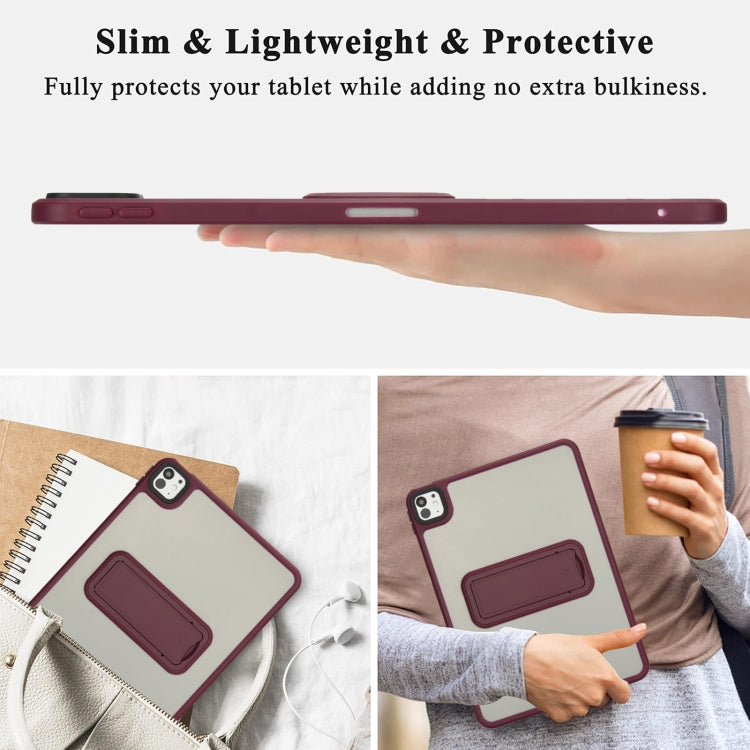 For iPad mini 5 / 4 7.9 inch Skin Feel Holder PC Hybrid TPU Tablet Case(Wine Red) - iPad mini (2019) / mini 5 Cases by PMC Jewellery | Online Shopping South Africa | PMC Jewellery | Buy Now Pay Later Mobicred