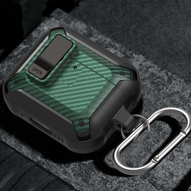 For AirPods 4 Bumblebee Carbon Fiber Shockproof Protective Case with Switch(Red) - For AirPods 4 by PMC Jewellery | Online Shopping South Africa | PMC Jewellery | Buy Now Pay Later Mobicred
