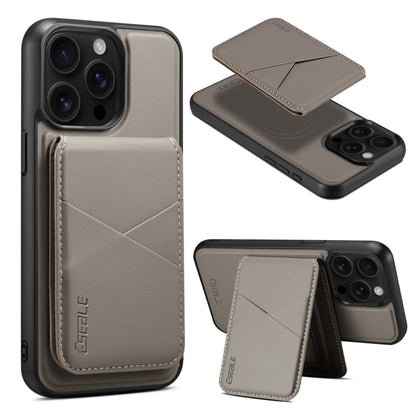 For iPhone 16 Pro Max ESEBLE E3 Plain Texture Card Slots MagSafe RFID Leather Case(Grey) - iPhone 16 Pro Max Cases by ESEBLE | Online Shopping South Africa | PMC Jewellery | Buy Now Pay Later Mobicred