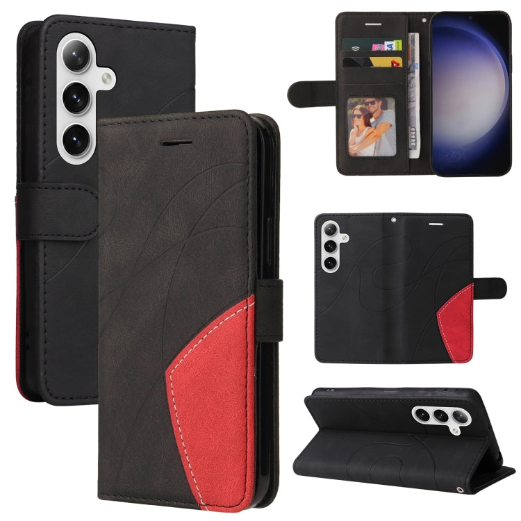 For Samsung Galaxy S25 / S24 5G Dual-color Splicing Flip Leather Phone Case(Black) - Galaxy S25 5G Cases by PMC Jewellery | Online Shopping South Africa | PMC Jewellery | Buy Now Pay Later Mobicred