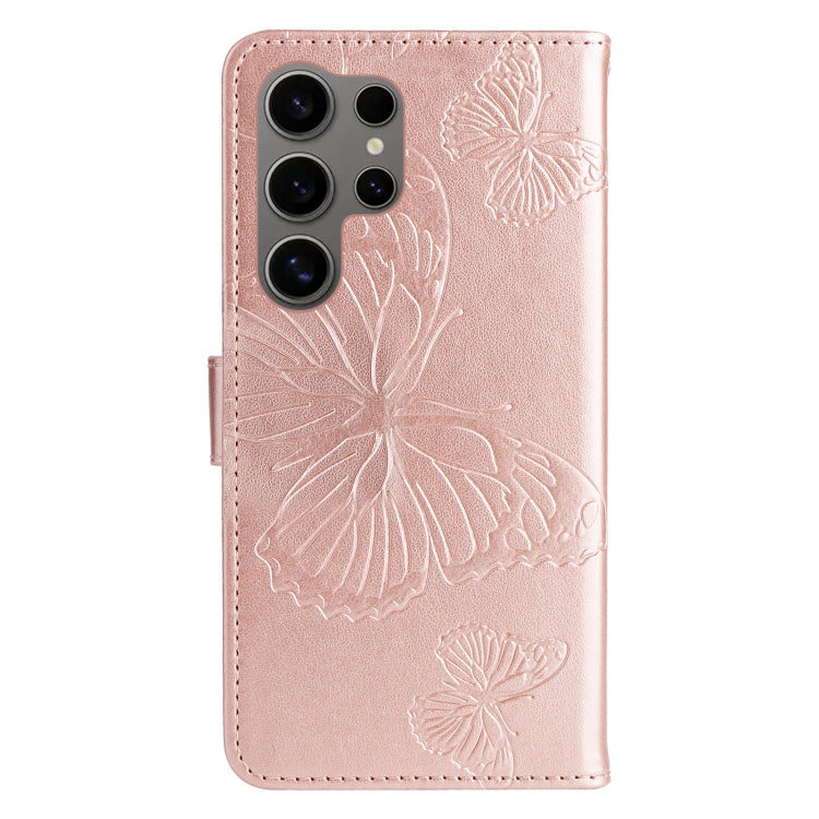 For Samsung Galaxy S25 Ultra 5G 3D Butterfly Embossed Pattern Flip Leather Phone Case(Rose Gold) - Galaxy S25 Ultra 5G Cases by PMC Jewellery | Online Shopping South Africa | PMC Jewellery | Buy Now Pay Later Mobicred