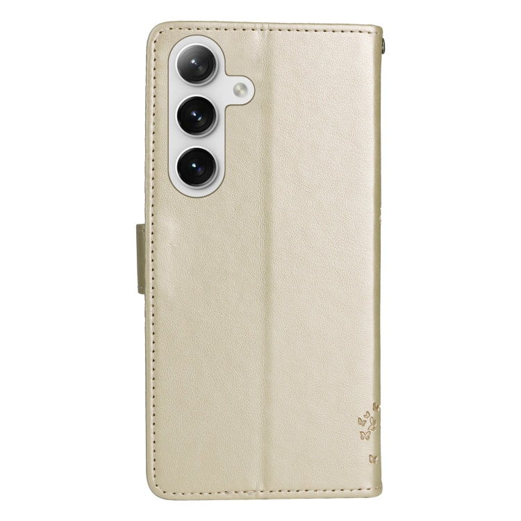 For Samsung Galaxy S25 / S24 5G Tree & Cat Embossed Pattern Flip Leather Phone Case(Gold) - Galaxy S25 5G Cases by PMC Jewellery | Online Shopping South Africa | PMC Jewellery | Buy Now Pay Later Mobicred