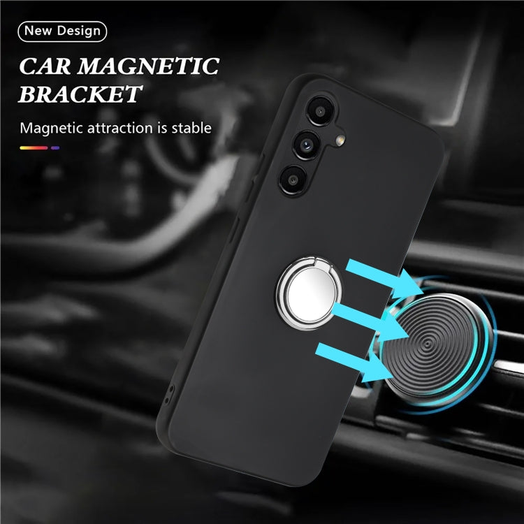 For Samsung Galaxy S25 5G Matte Ring Holder TPU Phone Case(Silver) - Galaxy S25 5G Cases by PMC Jewellery | Online Shopping South Africa | PMC Jewellery | Buy Now Pay Later Mobicred