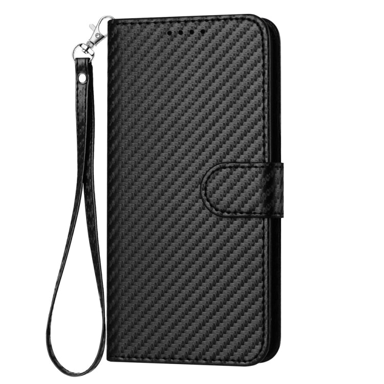 For Samsung Galaxy S25 5G YX0070 Carbon Fiber Buckle Leather Phone Case with Lanyard(Black) - Galaxy S25 5G Cases by PMC Jewellery | Online Shopping South Africa | PMC Jewellery | Buy Now Pay Later Mobicred