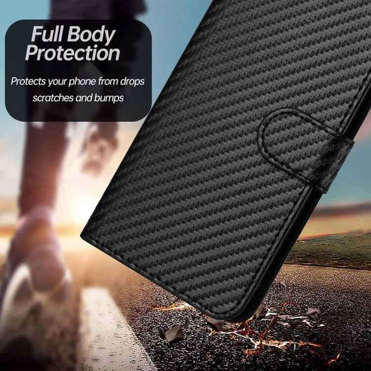 For Samsung Galaxy S25 5G YX0070 Carbon Fiber Buckle Leather Phone Case with Lanyard(Black) - Galaxy S25 5G Cases by PMC Jewellery | Online Shopping South Africa | PMC Jewellery | Buy Now Pay Later Mobicred