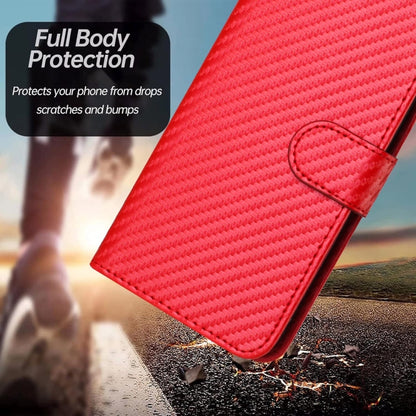 For Samsung Galaxy S25+ 5G YX0070 Carbon Fiber Buckle Leather Phone Case with Lanyard(Red) - Galaxy S25+ 5G Cases by PMC Jewellery | Online Shopping South Africa | PMC Jewellery | Buy Now Pay Later Mobicred