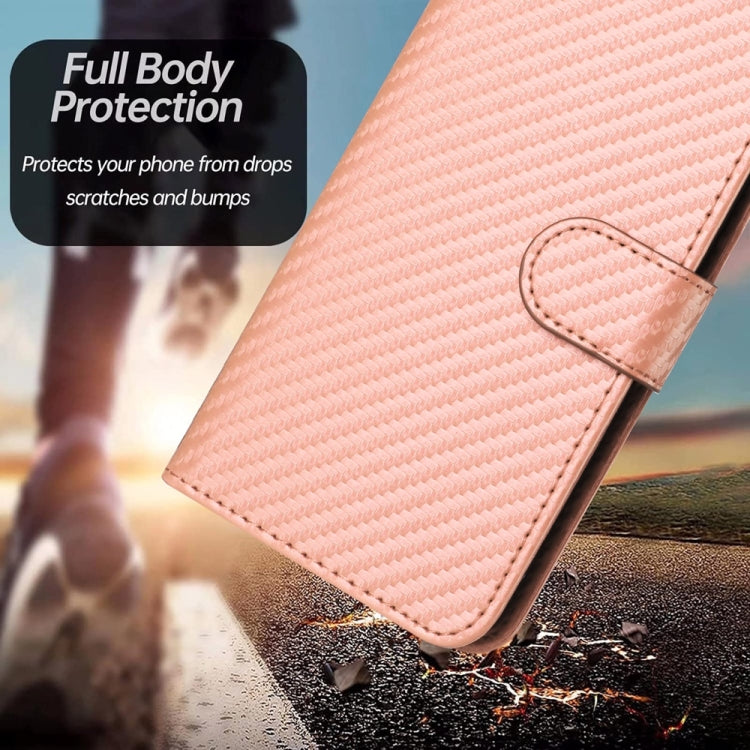 For Samsung Galaxy S25+ 5G YX0070 Carbon Fiber Buckle Leather Phone Case with Lanyard(Pink) - Galaxy S25+ 5G Cases by PMC Jewellery | Online Shopping South Africa | PMC Jewellery | Buy Now Pay Later Mobicred