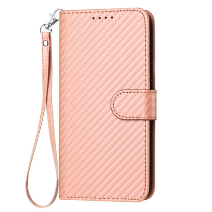 For Samsung Galaxy S25 Ultra 5G YX0070 Carbon Fiber Buckle Leather Phone Case with Lanyard(Pink) - Galaxy S25 Ultra 5G Cases by PMC Jewellery | Online Shopping South Africa | PMC Jewellery | Buy Now Pay Later Mobicred