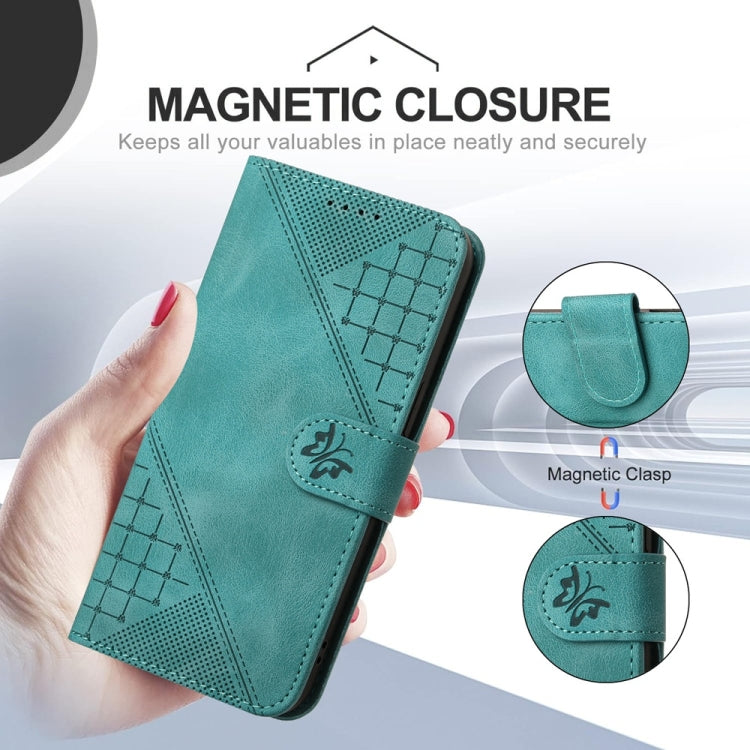For Samsung Galaxy S25 5G Grid Butterfly Embossed Pattern Leather Phone Case with Lanyard(Light Blue) - free shipping - PMC TechLife - Order now!
