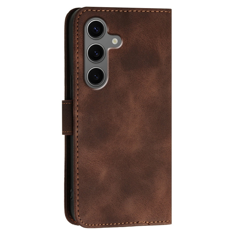 For Samsung Galaxy S25+ 5G YX0080 Grid Butterfly Embossed Pattern Flip Leather Phone Case with Lanyard(Coffee) - Galaxy S25+ 5G Cases by PMC Jewellery | Online Shopping South Africa | PMC Jewellery | Buy Now Pay Later Mobicred