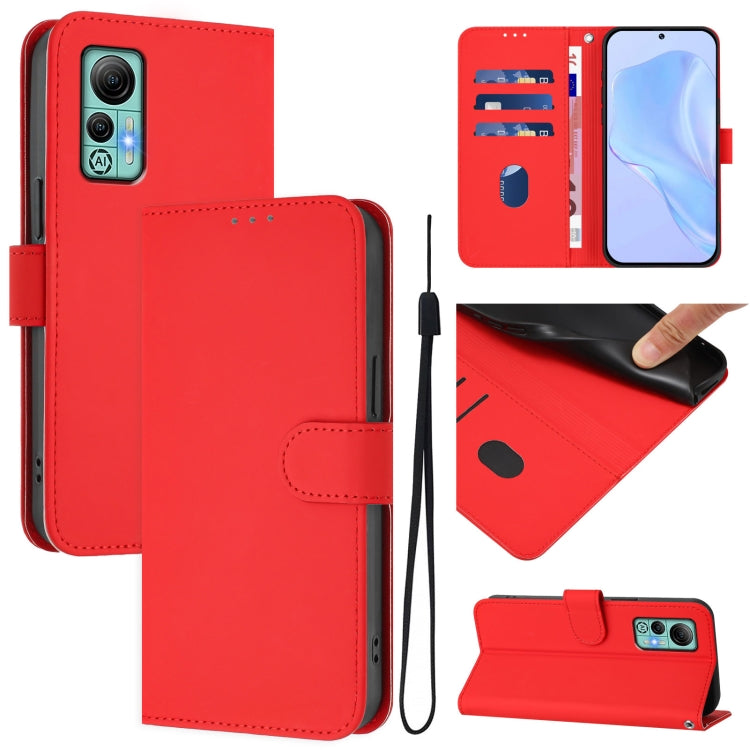 For Ulefone Note 14 Skin Feel Solid Color Leather Phone Case with Lanyard(Red) - Ulefone Cases by PMC Jewellery | Online Shopping South Africa | PMC Jewellery | Buy Now Pay Later Mobicred