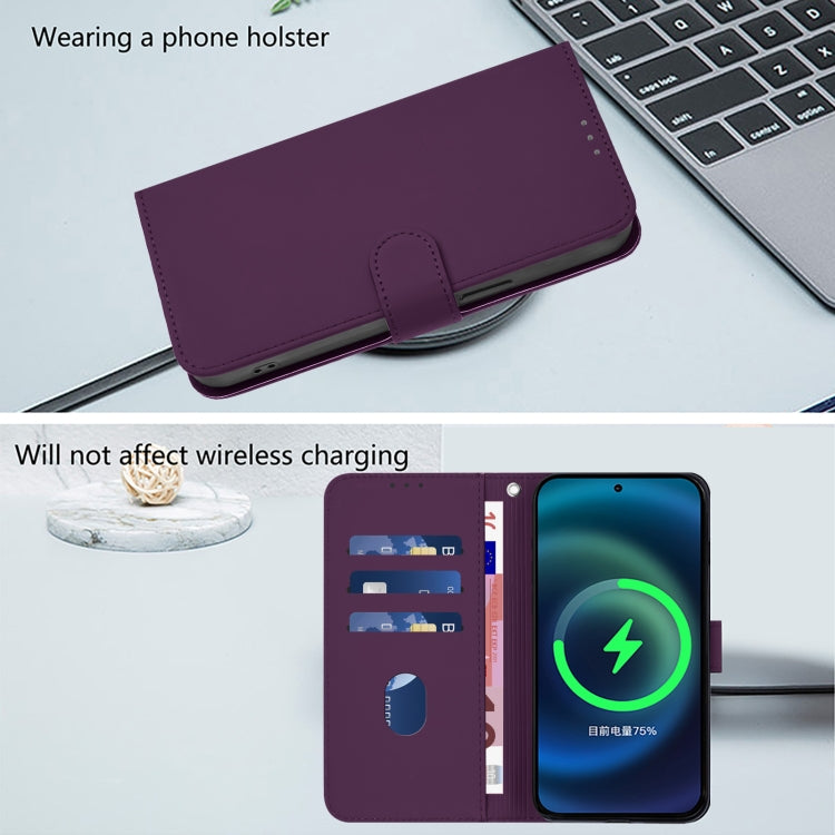 For Tecno Spark Go 2024 4G Skin Feel Solid Color Leather Phone Case with Lanyard(Violet) - Tecno Cases by PMC Jewellery | Online Shopping South Africa | PMC Jewellery | Buy Now Pay Later Mobicred