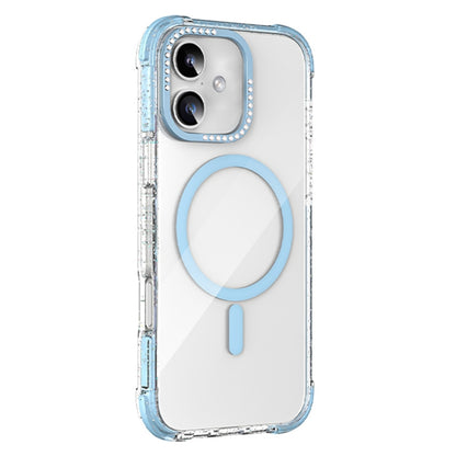 For iPhone 16 Mutural Blink Series Glitter Edge MagSafe Magnetic Phone Case(Blue) - iPhone 16 Cases by Mutural | Online Shopping South Africa | PMC Jewellery | Buy Now Pay Later Mobicred