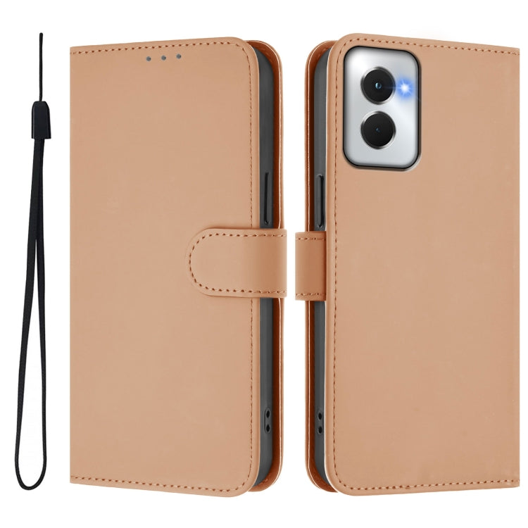 For Motorola Moto G Power 5G 2024 Skin Feel Solid Color Leather Phone Case with Lanyard(Nude) - Motorola Cases by PMC Jewellery | Online Shopping South Africa | PMC Jewellery | Buy Now Pay Later Mobicred