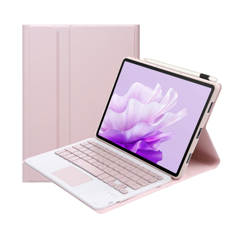 For Honor Pad X8a / X9 2024 AH25-A Ultra-thin Detachable Bluetooth Keyboard Leather Tablet Case with Touchpad(Pink White) - Huawei Keyboard by PMC Jewellery | Online Shopping South Africa | PMC Jewellery | Buy Now Pay Later Mobicred