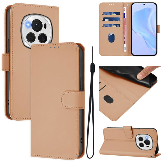 For Honor Magic6 Pro Skin Feel Solid Color Leather Phone Case with Lanyard(Nude) - Honor Cases by PMC Jewellery | Online Shopping South Africa | PMC Jewellery | Buy Now Pay Later Mobicred