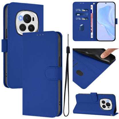 For Honor Magic6 Pro Skin Feel Solid Color Leather Phone Case with Lanyard(Dark Blue) - Honor Cases by PMC Jewellery | Online Shopping South Africa | PMC Jewellery | Buy Now Pay Later Mobicred